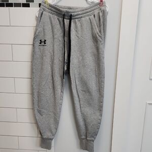Under Armour Light Gray Fleece Joggers with Black Drawstring